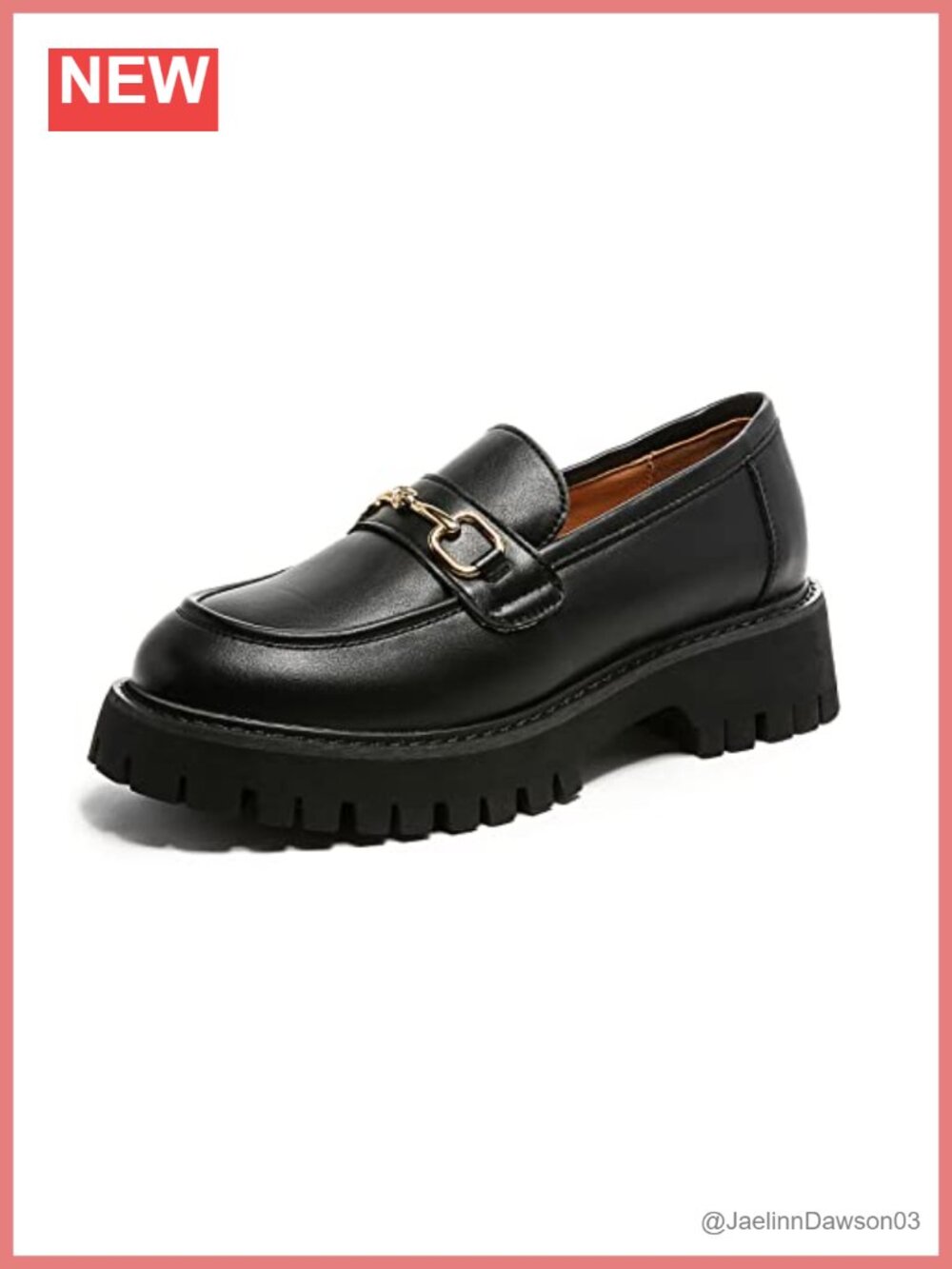 Women's Platform Loafers Chunky Heel Lug Sole Slip Ons Round Toe Faux Leather